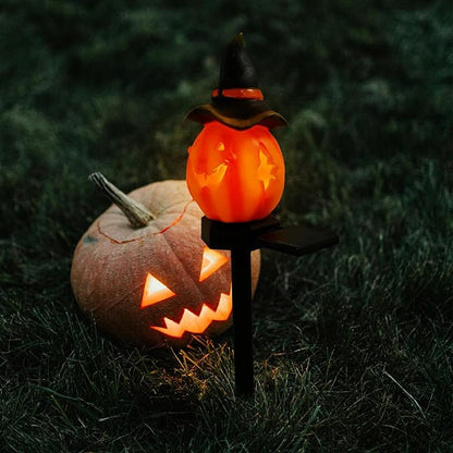 PRETYZOOM Halloween Solar Lantern Pumpkin Light for Garden Decor Pathway Stake Lamp Unique Design for Outdoor Halloween Party and Decoration