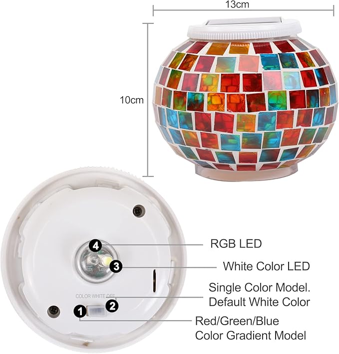 Color Changing Mosaic Solar Light Led Garden Lights，echargeable Solar Table Lights Outdoor Waterproof Solar Night | Lumora