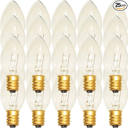 EST. LEE DISPLAY L D 1902 Indoor ＆ Outdoor String Light C9 Ceramic Christmas Steady Replacement Bulbs E17 Socket C-9 Candelabra Style Box of 25 (Clear)