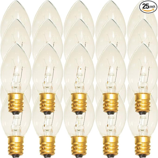 EST. LEE DISPLAY L D 1902 Indoor ＆ Outdoor String Light C9 Ceramic Christmas Steady Replacement Bulbs E17 Socket C-9 Candelabra Style Box of 25 (Clear)
