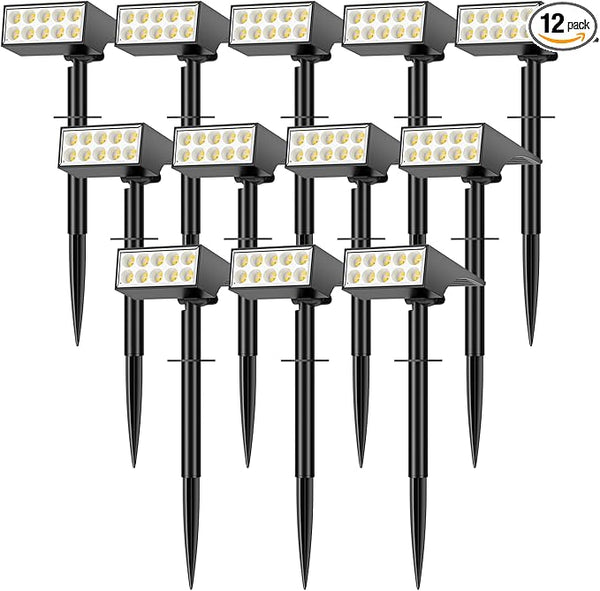 Solar Lights Outdoor Waterproof IP65, [12 Pack/4 Modes] Spot Solar Light for Outside, Dusk to Dawn LED Solar | Lumora