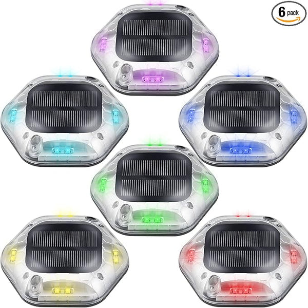 Solar Deck Lights Outdoor Waterproof Driveway Dock LED Lights, 6Pack Step Light, Auto On/Off Color Changing Light | Lumora