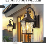 Emliviar 12.2 Inch Wall Light with Water Ripple Glass, 1-Light Outdoor Patio Light for House, Die-cast Aluminum in | Lumora