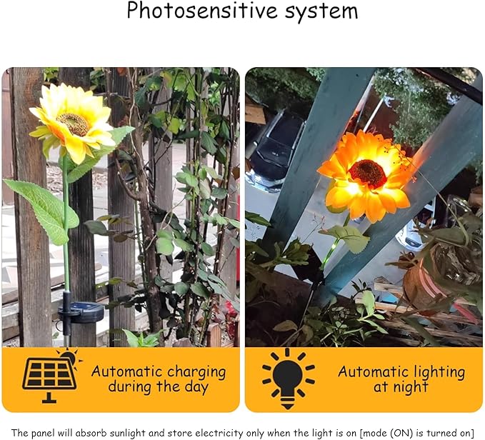 Sunflowers Solar Pathway Lights, Outdoor Lighting Landscaping Solar Garden Lights, for Landscape, Patio, Pathway Decor