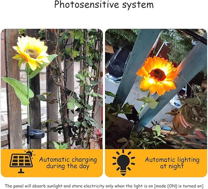 Sunflowers Solar Pathway Lights, Outdoor Lighting Landscaping Solar Garden Lights, for Landscape, Patio, Pathway Decor
