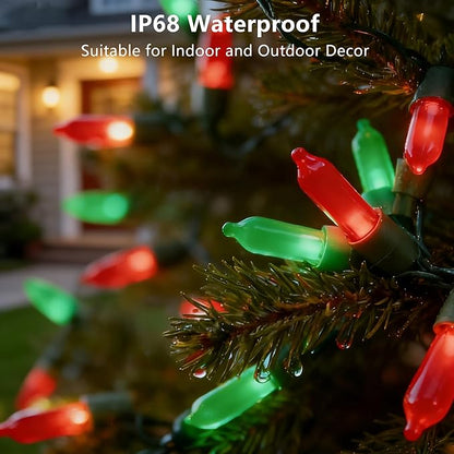 Green and Red Christmas Lights,23.3FT-70 Lights LED String Lights Commercial Grade Waterproof for Holiday Decoration, Christmas Decorations
