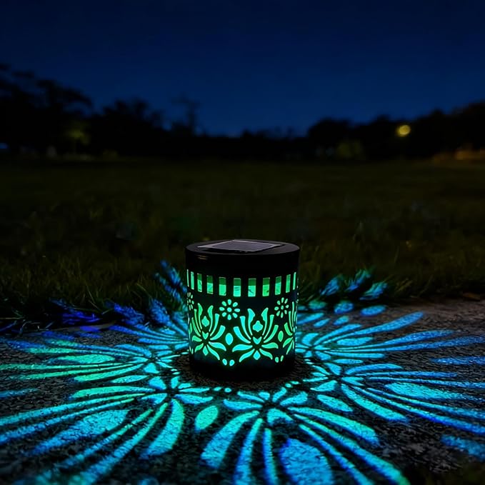 Solar Mandala Lights Outdoor Decorative - Waterproof Metal Mandala Solar Wall Lights, Artistic Fence & Step Lights for Garden, Patio, Backyard, Yard & Outdoor Home (4, Lotus-Warm Light)
