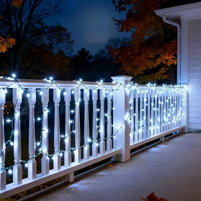LUCKY SHINE 150 LED White Christmas Lights, Commercial Grade Green Wire String Lights 50ft, for Indoor Outdoor Party, Garden, Patio.