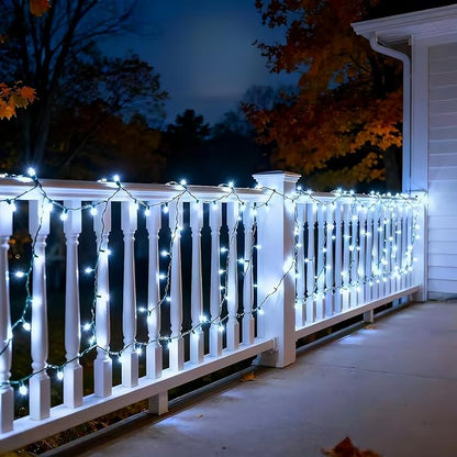 LUCKY SHINE 150 LED White Christmas Lights, Commercial Grade Green Wire String Lights 50ft, for Indoor Outdoor Party, Garden, Patio.