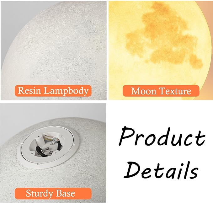 Wiring Powered Globe Shape Outdoor Light,Waterproof Moon Lamp with Resin Lampbody,Unique Outdoor Lighting for Staircase Swimming Pool and Yard(11.81" D)