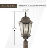 Feiss OL5907CB Martinsville Outdoor Post Lantern Lighting, 3-Light, 180watts, Bronze (10"W by 22"H) | Lumora
