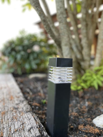 Modern White LED Lights Solar, 6 Pack Black Solar Pathway Lights, Outdoor Waterproof Solar Lights Garden, Decor Lamp, Landscape Path Lights for, Yard, Patio, Driveway, Sidewalk.