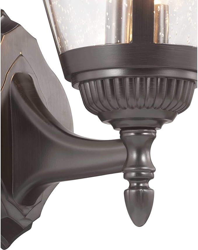 Progress Lighting Westport Collection 2-Light Clear Seeded Glass Traditional Outdoor Medium Wall Lantern Light Antique Bronze