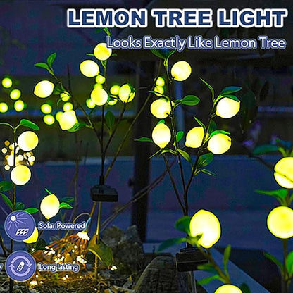 Outdoor Solar Garden Lights, 2 Pack Solar Flower Tree Lights with Realistic Lemon,Waterproof LED Solar Lights Outdoor Stake Landscape Lights for Yard Garden Lawn Pathway Decoration Light