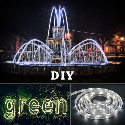33ft Outdoor LED Strip Lights Waterproof, 600 LEDs 12V Rope Lights, White Flat and Flexible Rope Lighting for Outside, Dimmable Light Strip Indoor for Bedroom, Not Tube Light