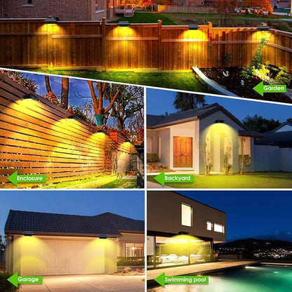 Gutter Solar Patio Decor Lights, 40 LED Deck Outdoor Waterproof Fence for Wall Backyard Porch, Pool, Step Stairs, Yard, Garden, Pathway (6 Pack-Black, Warm White)