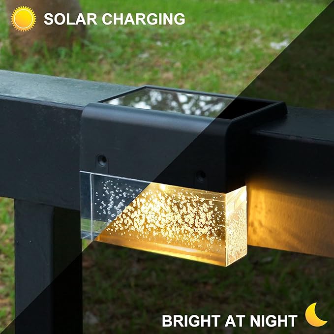DenicMic Solar Deck Lights LED Solar Step Lights Outdoor for Fence, Patio, Garden, Yard, Backyard, 10 Lumen 2 | Lumora