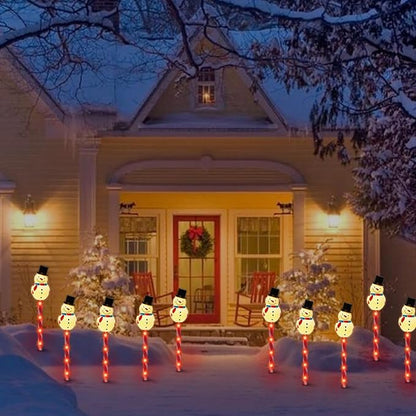 LAMPHOME Christmas Pathway Lights Outdoor, Set of 5 Snowmans Christmas Decorations Outdoor Yard, 15inch Pathway Marker Stake Lights for Patio Ground Path Sidewalk Walkway Driveway