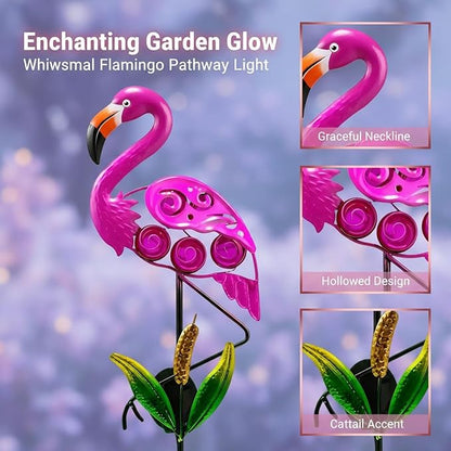 Flamingo Solar Pathway Lights, 36.2 in Waterproof Outdoor Decor, Metal Stake Lamp for Garden, Yard, Patio