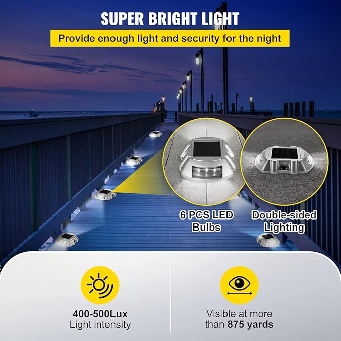 VEVOR Driveway Lights 16-Pack Solar Driveway Lights White with Screw Solar Deck Lights Outdoor Waterproof Wireless | Lumora