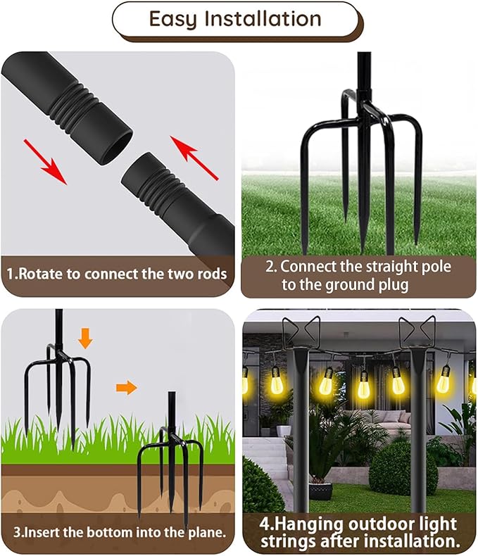 2Pack 8.6FT String Light Poles for Outside Adjustable Light Poles for Outside String Lights for Outside String | Lumora