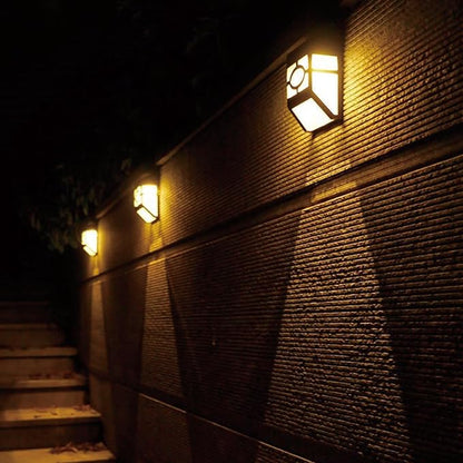 Outdoor Solar Powered LED Wall Lights Waterproof Decorative Lighting for Outside Wall Deck Fence Patio Front Door Stair Steps Landscape Garden Yard Backyard Driveway Path Warm White 6 Pack