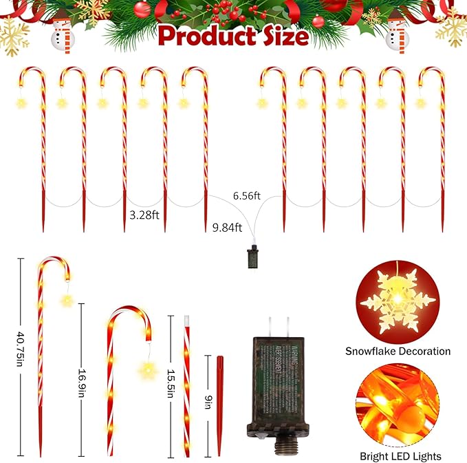 HELESIN Christmas Candy Cane Pathway Lights Outdoor 40.75in 110 LED Higher Christmas Candy Cane Lights with | Lumora