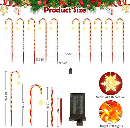 HELESIN Christmas Candy Cane Pathway Lights Outdoor 40.75in 110 LED Higher Christmas Candy Cane Lights with Adapter, 12 Modes Timer Remote Waterproof for Patio Garden Pathway