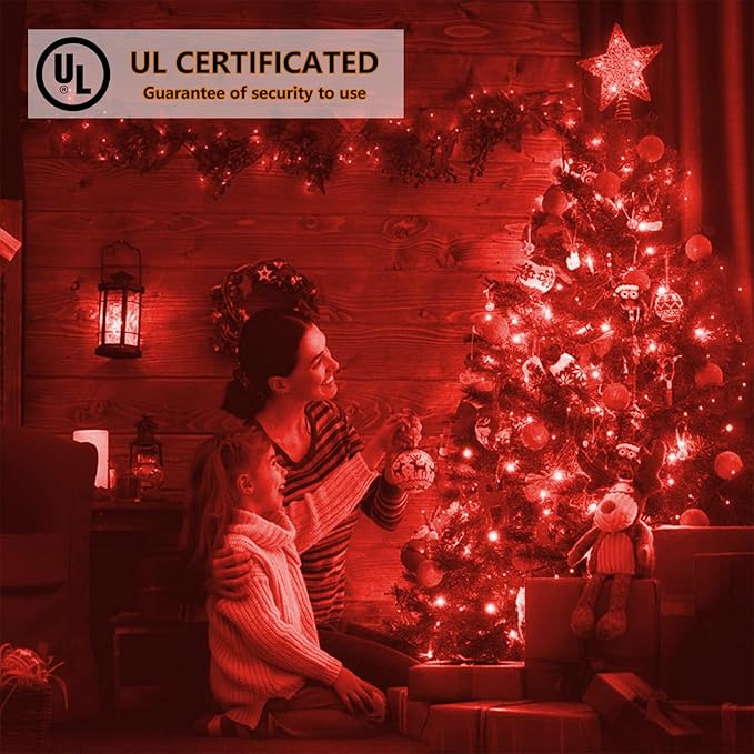 50ft 100 Counts Red LED Christmas Lights Outdoor- Commercial Grade Outdoor Waterproof, Red Halloween Lights 5mm Wide Angle Green Wire, Xmas Lights, IP:65, UL