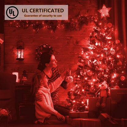 50ft 100 Counts Red LED Christmas Lights Outdoor- Commercial Grade Outdoor Waterproof, Red Halloween Lights 5mm Wide Angle Green Wire, Xmas Lights, IP:65, UL