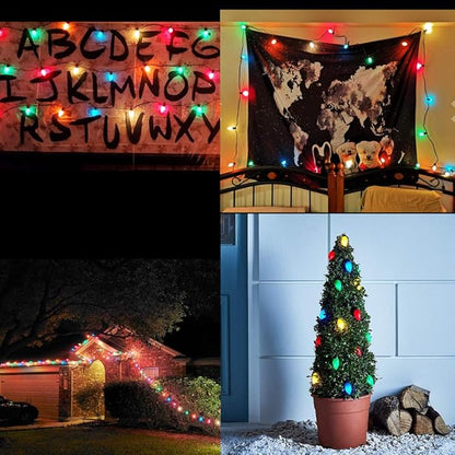 Multicolor Christmas Lights 25Ft C9 Vintage Christmas String Lights with 26 Colorhul Ceramic Bulbs (1 Spare) Hanging Outdoor String Lights for Xmas Holidays Decor Christmas Prom Party Patio, Green