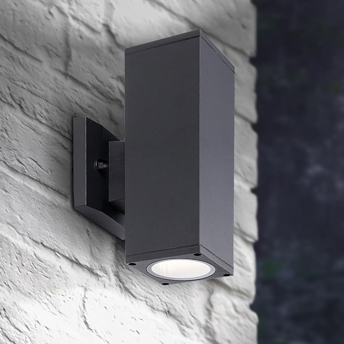 ASD 2 Light Square Outdoor Wall Light Fixture | 120W E26 Bulb Socket 120V ETL Cylinder Up Down Lights | | Lumora