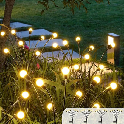 8-Pack 64 LED Solar Swaying Lights Outdoor Solar Powered Firefly Lights Garden Decor Waterproof Pathway Light Wind Landscape Lights Warm Yellow for Pathway Lawn Patio Courtyard Decor (Warm White)