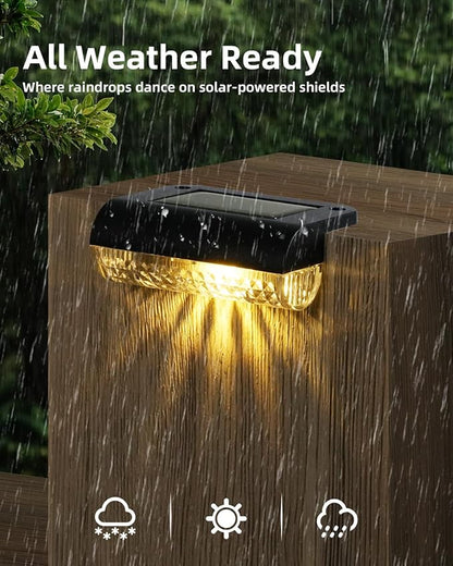 24 Pack Solar Step Lights Outdoor Stairs - Waterproof Fence Lights Auto On/Off, 3000K Warm White Solar Lights for Garden/Deck/Patio/Backyard/Balcony/Pool (2 Installation Modes)