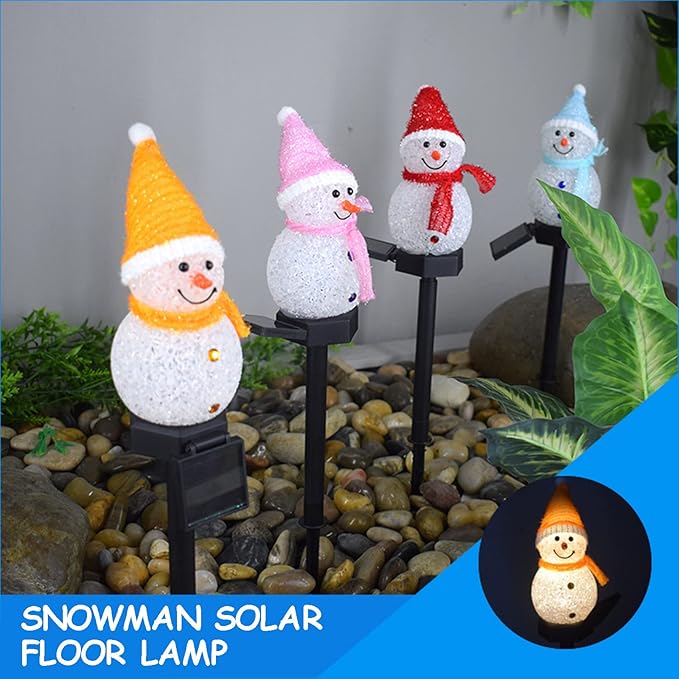17.3in Snowman Solar Outdoor Lights Christmas Decoration， LED Solar Garden Lights, Multicolor Solar Stake Lights | Lumora