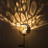 Solar Lights Outdoor Decor Moon Lantern for Patio,Lawn or Pathway Moon Decorations Crackle Glass Globe Stake Metal | Lumora