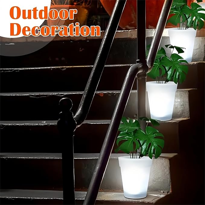 Solar Powered Flower Pot - Waterproof LED Landscape Light, Decorative Solar Planter | Pathway Lawn Yard Outdoor Home Patio Housewarming Birthday Accent
