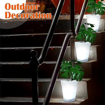 Solar Powered Flower Pot - Waterproof LED Landscape Light, Decorative Solar Planter | Pathway Lawn Yard Outdoor Home Patio Housewarming Birthday Accent