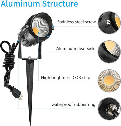 Outdoor Landscape Lights 7W 700LM,110V 120V LED Spot Lights,Waterproof Landscape Spotlights,3CCT Selectable US-3 Plug in Tree Uplights,Mount Wall Lamp Spiked Stand for Yard Pathway,Pack of 8