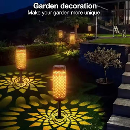 Solar Pathway Lights, Decorative Lattice Pattern, LED Garden Stakes, Bronze Metal Finish, 800mAh Battery, Sunflower Shadow Design, Pack of 6 Lights