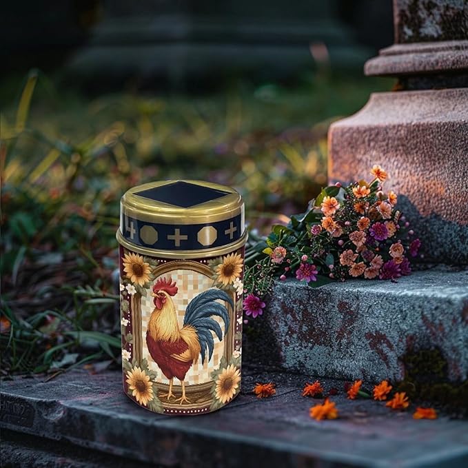 Chicken Sunflower Cemetery Solar Lights Solar Powered Garden Stake Lights Decorative Lights for Cemetery Grave Yard Patio Outdoor Decoration Memorial Gifts
