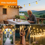 100FT Outdoor String Lights for Outside Patio Lights with 24+1 Shatterproof S14 E12 LED Bulb, 2700K Outside Hanging | Lumora