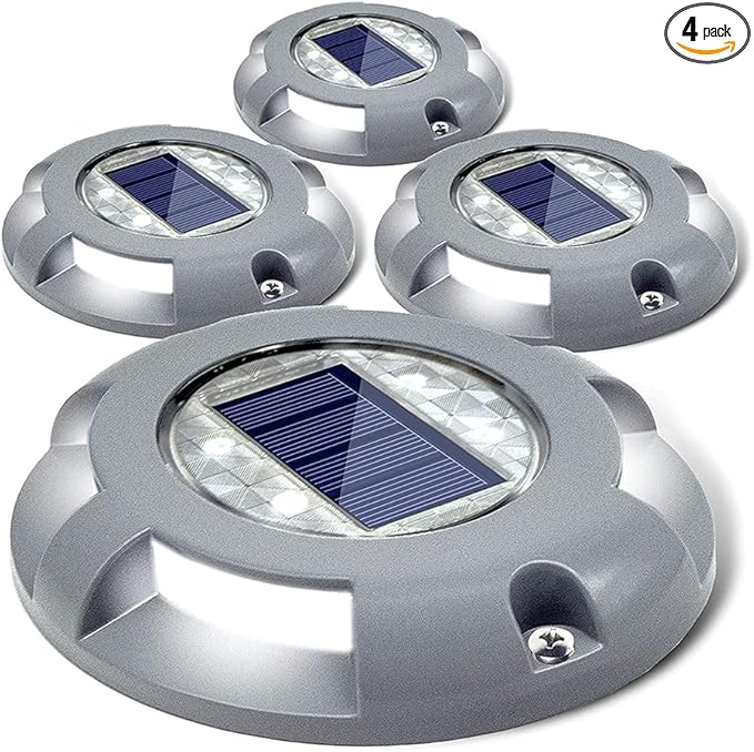 SIEDiNLAR Solar Deck Lights Driveway Dock LED Light Solar Powered Outdoor Waterproof Road Markers for Step Sidewalk | Lumora