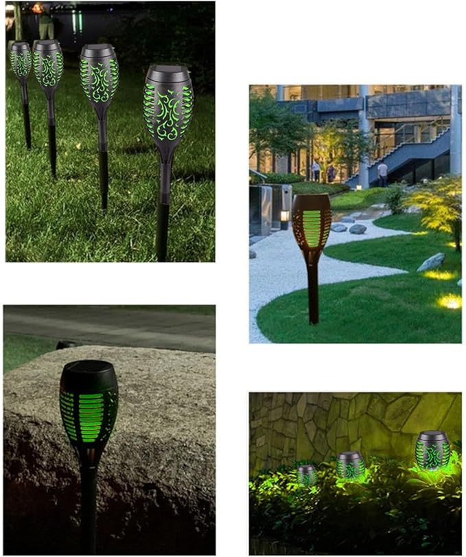 Solar Outside Torch Lights, Outdoor LED Flickering Flame for Garden Decor - 6 Pack, Waterpoorf Landscape Auto On Off Solar Powered Lights for Patio Lawn Yard Driveway Pathway