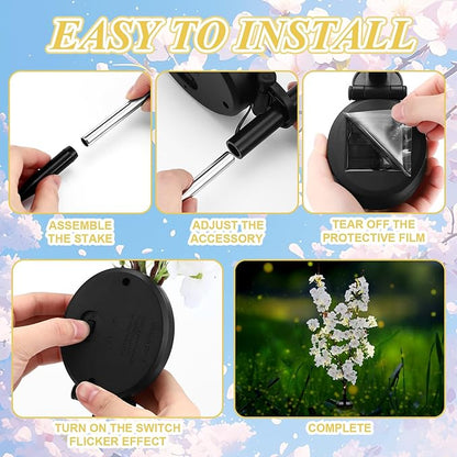 VIHOSE 2 Pack Spring Flowers Solar Stake Lights Outdoor Decor Waterproof Artificial Cherry Solar Lights for Outdoor Garden Yard Pathway Home Wedding Decor