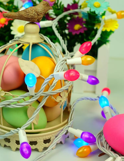 BOHON Easter Lights String 50 LED 17FT Multi Color Christmas Lights White Wire Pastel String Lights Plug in for Bedroom Indoor Patio Wreath Carnival Easter Decorations Outdoor, Waterproof