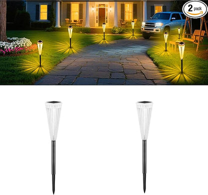 Hollow Solar Garden Lights Outdoor Landscape Courtyard Atmosphere Decorative Ground-Mounted Lawn Lights Solar Pathway Lights 2 Pack