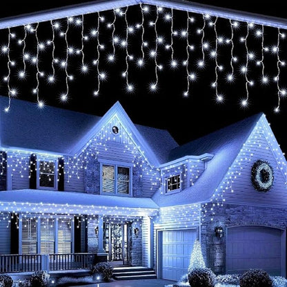Lainin 3.5M/11ft 96 LED White Linkable Fairy Curtain String Light with 8 Modes Functional Controller for Indoor/Outdoor/Patio/Wedding/Valentines Day/Christmas Party Decor