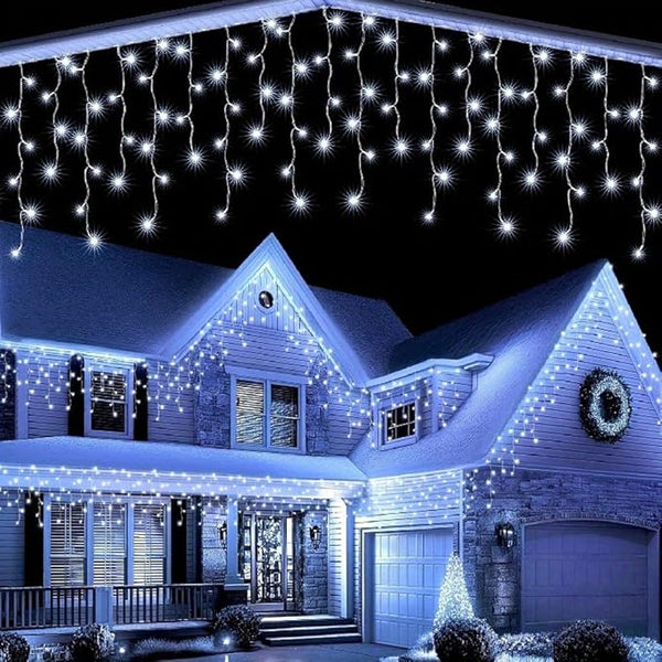 Lainin 3.5M/11ft 96 LED White Linkable Fairy Curtain String Light with 8 Modes Functional Controller for | Lumora