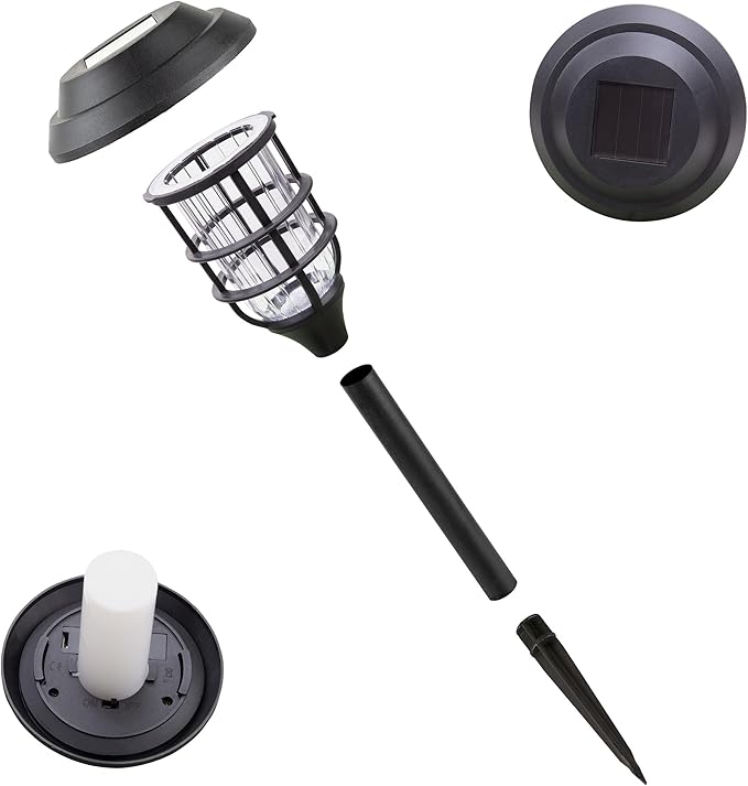 Alpine Corporation 17" Tall Outdoor Solar Powered Pathway LED Torch Light Stakes (Set of 6)